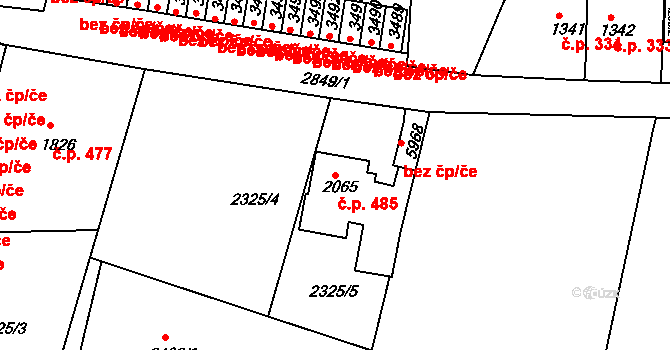 Chrudim II 485, Chrudim na parcele st. 2065 v KÚ Chrudim, Katastrální mapa
