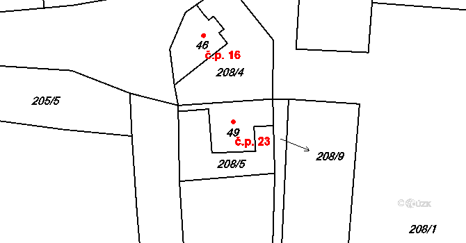 Vlásenice-Drbohlavy 23, Pelhřimov na parcele st. 49 v KÚ Vlásenice-Drbohlavy, Katastrální mapa