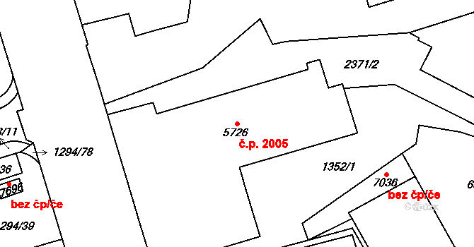 Cheb 2005 na parcele st. 5726 v KÚ Cheb, Katastrální mapa