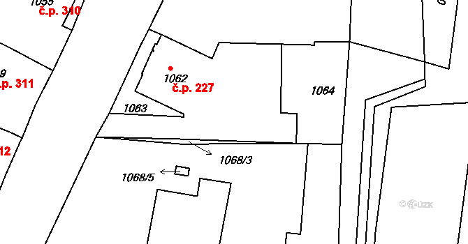 Suchdol nad Lužnicí 227 na parcele st. 1062 v KÚ Suchdol nad Lužnicí, Katastrální mapa