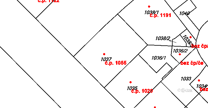 Nusle 1055, Praha na parcele st. 1037 v KÚ Nusle, Katastrální mapa