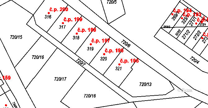 Pilníkov 196 na parcele st. 320 v KÚ Pilníkov I, Katastrální mapa