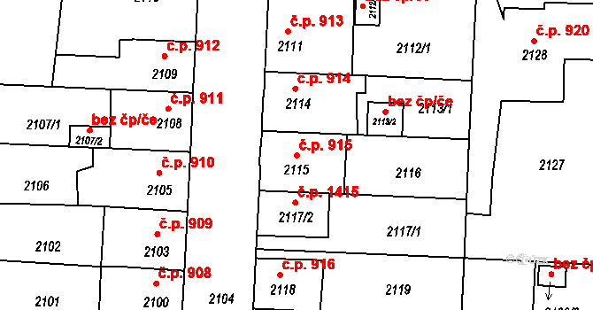 České Budějovice 6 915, České Budějovice na parcele st. 2115 v KÚ České Budějovice 6, Katastrální mapa
