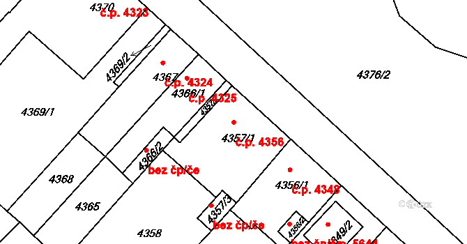 Chomutov 4356 na parcele st. 4357/1 v KÚ Chomutov II, Katastrální mapa