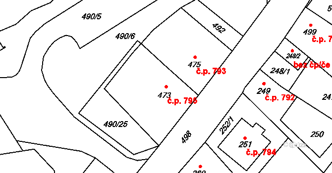 Fryštát 795, Karviná na parcele st. 473 v KÚ Karviná-město, Katastrální mapa