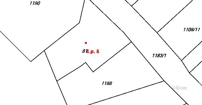 Heřmanov 5, Teplá na parcele st. 81 v KÚ Heřmanov u Starého Sedla, Katastrální mapa