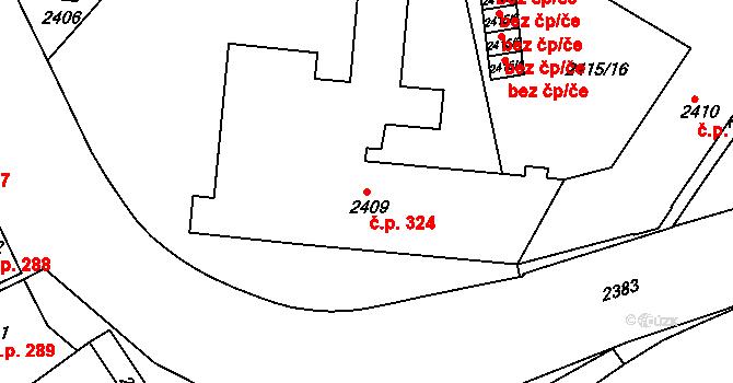 Jemnice 324 na parcele st. 2409 v KÚ Jemnice, Katastrální mapa