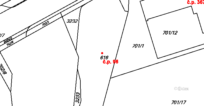 Dolní Předměstí 96, Trutnov na parcele st. 616 v KÚ Trutnov, Katastrální mapa