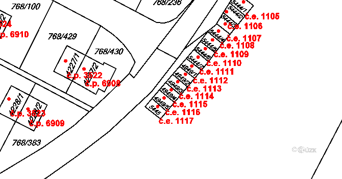 Zlín 1115 na parcele st. 4949/4 v KÚ Zlín, Katastrální mapa