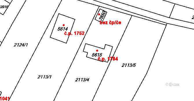 Zlín 1784 na parcele st. 5615 v KÚ Zlín, Katastrální mapa