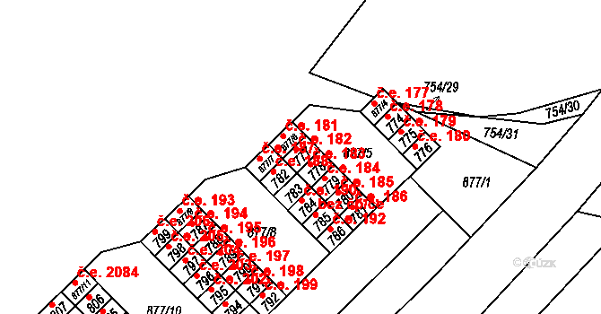 Brno 42275849 na parcele st. 777 v KÚ Lesná, Katastrální mapa