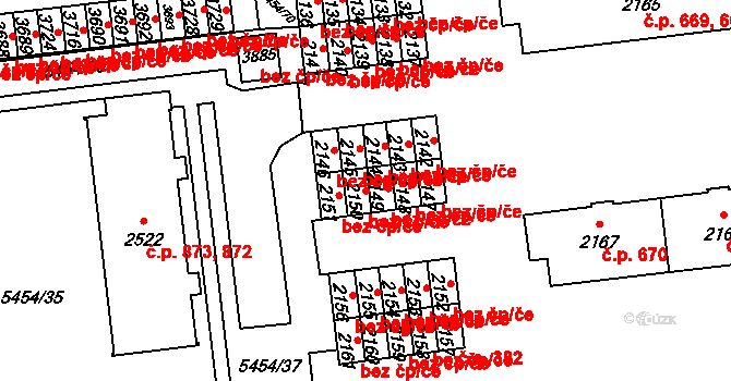 Polička 46557849 na parcele st. 2150 v KÚ Polička, Katastrální mapa