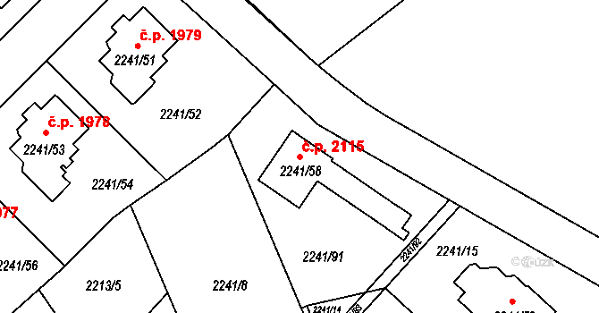 Hranice 2115, Karviná na parcele st. 2241/58 v KÚ Karviná-město, Katastrální mapa