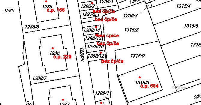 Prušánky 48820849 na parcele st. 1288/12 v KÚ Prušánky, Katastrální mapa