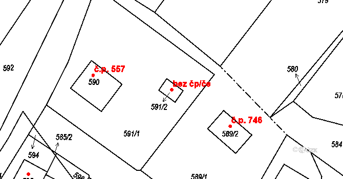 Hodkovice nad Mohelkou 49155849 na parcele st. 591/2 v KÚ Hodkovice nad Mohelkou, Katastrální mapa