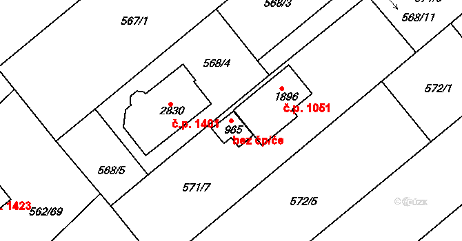 Neratovice 49381849 na parcele st. 965 v KÚ Neratovice, Katastrální mapa