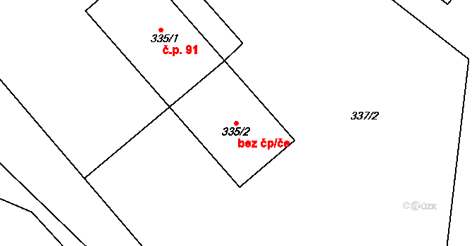 Prosetín 49850849 na parcele st. 335/2 v KÚ Prosetín u Bystřice nad Pernštejnem, Katastrální mapa
