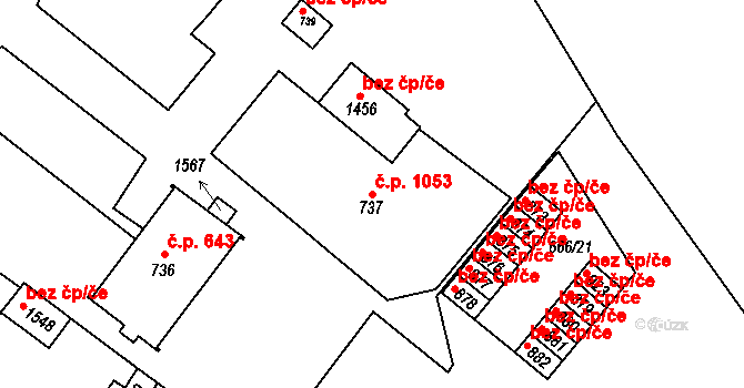 Náměšť nad Oslavou 1053 na parcele st. 737 v KÚ Náměšť nad Oslavou, Katastrální mapa