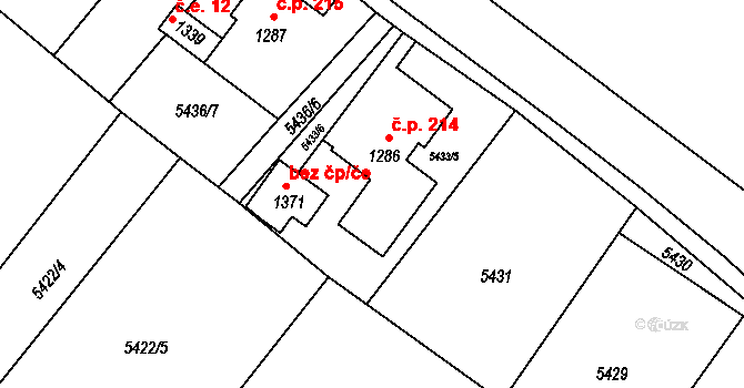 Filipov 214, Jiříkov na parcele st. 1286 v KÚ Filipov u Jiříkova, Katastrální mapa