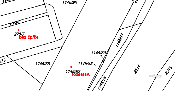 Malešovice 52018849 na parcele st. 1145/82 v KÚ Malešovice, Katastrální mapa