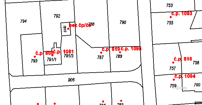 Horní Suchá 819 na parcele st. 787 v KÚ Horní Suchá, Katastrální mapa