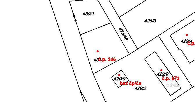 Průhonice 246 na parcele st. 431 v KÚ Hole u Průhonic, Katastrální mapa