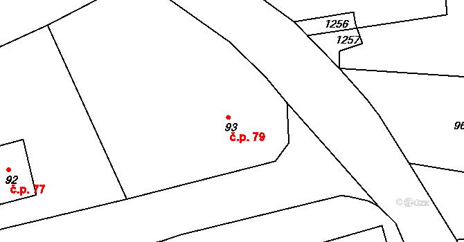 Trokavec 79 na parcele st. 93 v KÚ Trokavec, Katastrální mapa