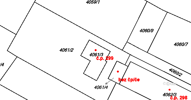 Janovice 299, Velká Bíteš na parcele st. 4061/3 v KÚ Velká Bíteš, Katastrální mapa