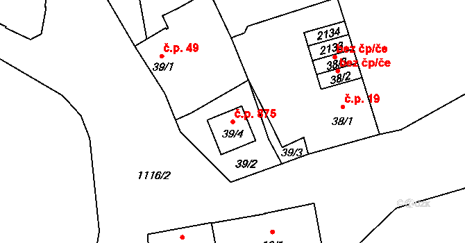 Úšovice 875, Mariánské Lázně na parcele st. 39/4 v KÚ Úšovice, Katastrální mapa