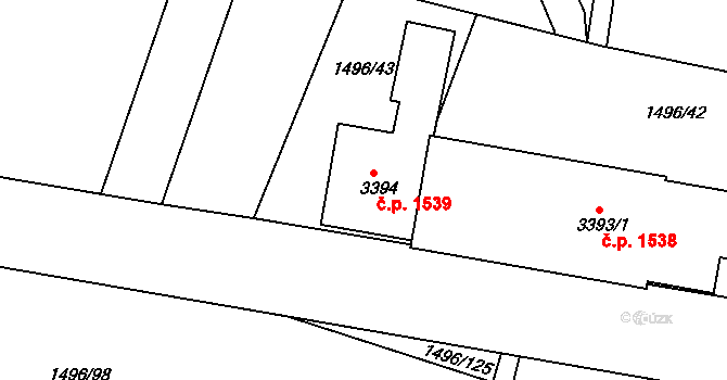 Humpolec 1539 na parcele st. 3394 v KÚ Humpolec, Katastrální mapa