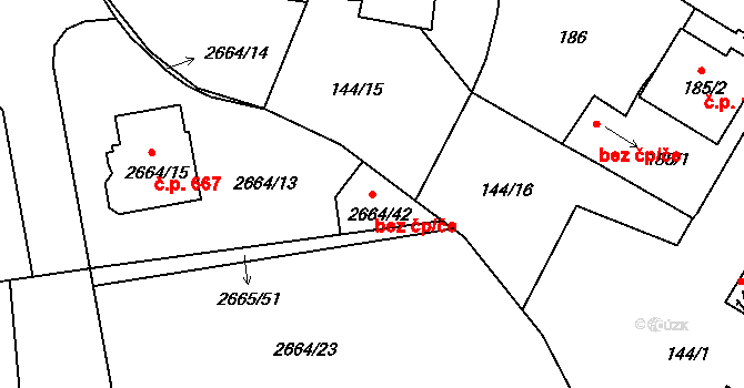 Veselí nad Lužnicí 91200849 na parcele st. 2664/42 v KÚ Veselí nad Lužnicí, Katastrální mapa