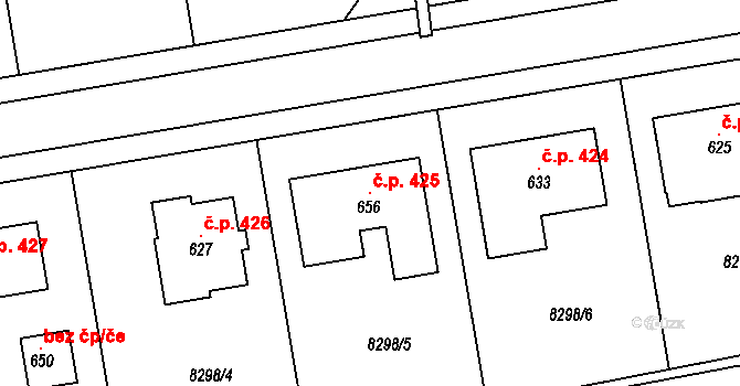 Žarošice 425 na parcele st. 656 v KÚ Žarošice, Katastrální mapa