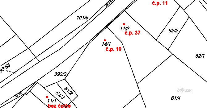 Lísky 10, Chvalnov-Lísky na parcele st. 14/1 v KÚ Lísky, Katastrální mapa
