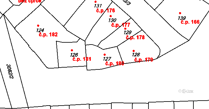 Kroměříž 180 na parcele st. 127 v KÚ Kroměříž, Katastrální mapa