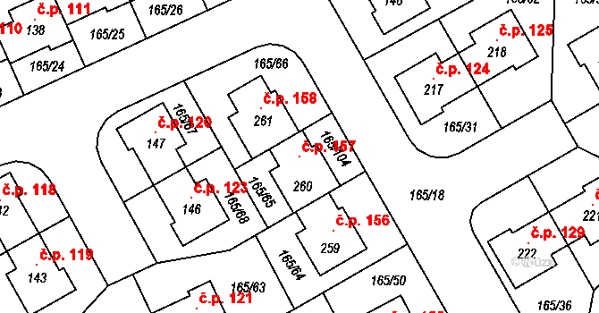 Býkev 157 na parcele st. 260 v KÚ Býkev, Katastrální mapa