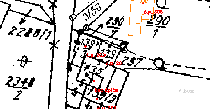 Střítež nad Ludinou 80 na parcele st. 139/1 v KÚ Střítež nad Ludinou, Katastrální mapa