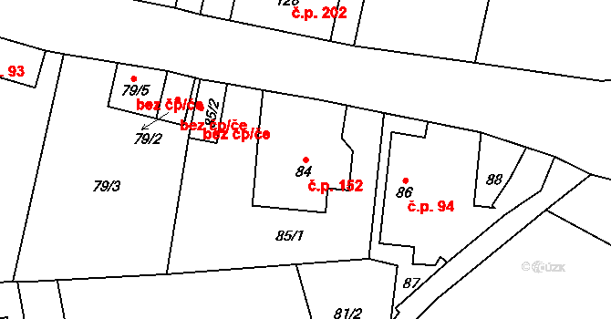 Kaňk 152, Kutná Hora na parcele st. 84 v KÚ Kaňk, Katastrální mapa