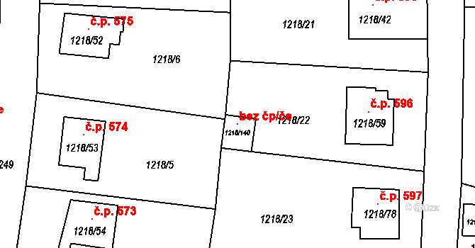Doksy 120349850 na parcele st. 1218/140 v KÚ Doksy u Máchova jezera, Katastrální mapa