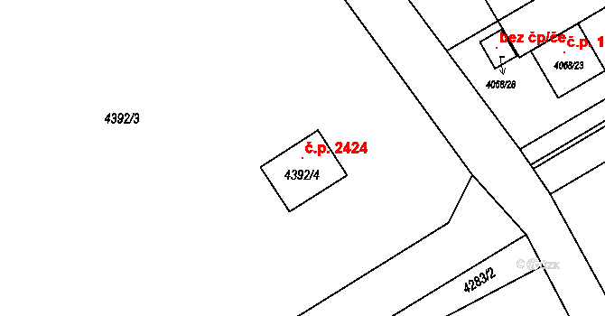 Petřvald 2424 na parcele st. 4392/4 v KÚ Petřvald u Karviné, Katastrální mapa