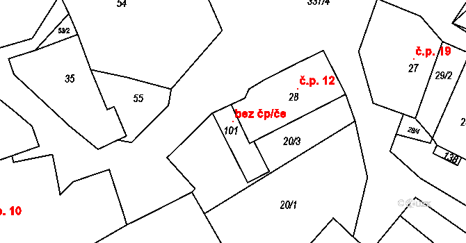 Zvole 120824850 na parcele st. 101 v KÚ Branišov nad Pernštejnem, Katastrální mapa