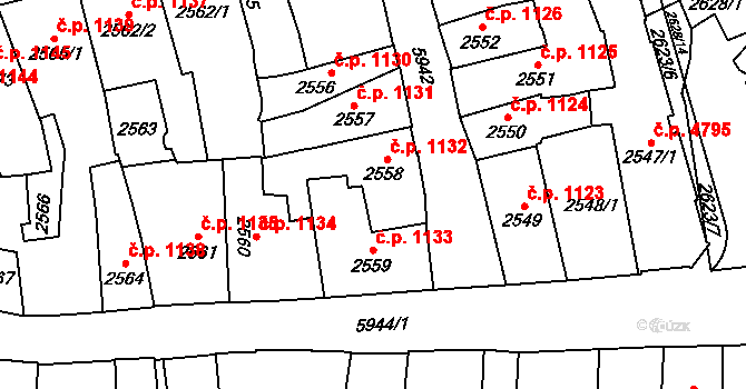 Jihlava 1132 na parcele st. 2558 v KÚ Jihlava, Katastrální mapa