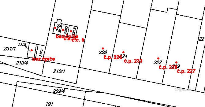 Kobylnice 226 na parcele st. 226 v KÚ Kobylnice u Brna, Katastrální mapa
