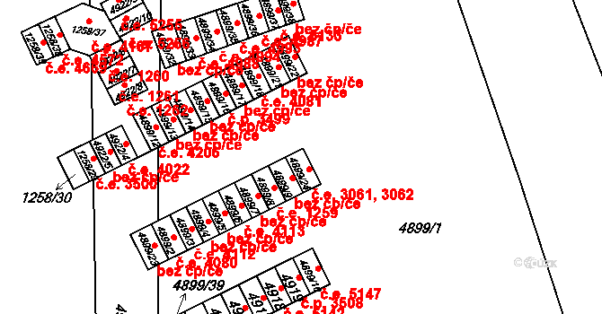 Ústí nad Labem-centrum 3061,3062, Ústí nad Labem na parcele st. 4899/24 v KÚ Ústí nad Labem, Katastrální mapa