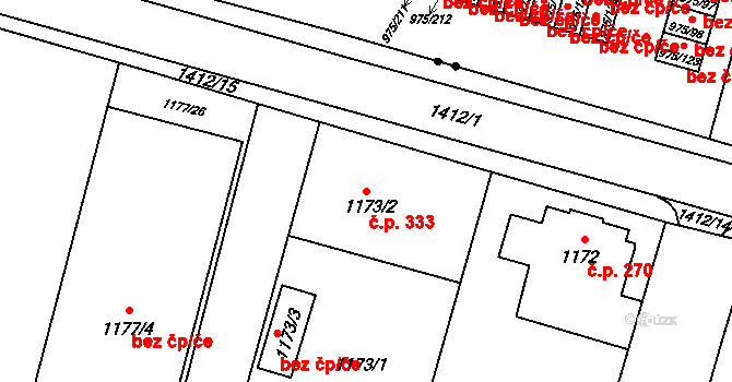 Pudlov 333, Bohumín na parcele st. 1173/2 v KÚ Pudlov, Katastrální mapa