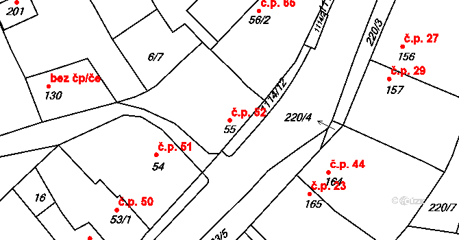 Chožov 52 na parcele st. 55 v KÚ Chožov, Katastrální mapa
