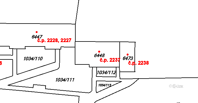 Cheb 2237 na parcele st. 6448 v KÚ Cheb, Katastrální mapa