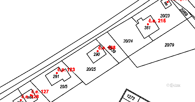 Háj 168, Loučná pod Klínovcem na parcele st. 290 v KÚ Háj u Loučné pod Klínovcem, Katastrální mapa