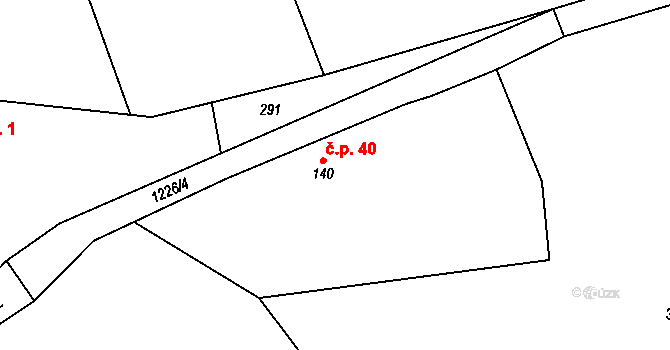 Lhota Netřeba 40, Podbřezí na parcele st. 140 v KÚ Lhota u Dobrušky, Katastrální mapa