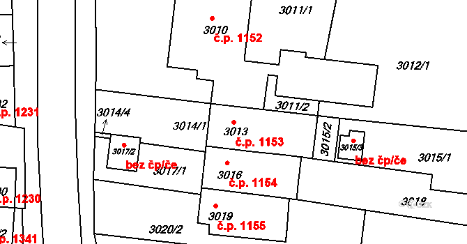 České Budějovice 6 1153, České Budějovice na parcele st. 3013 v KÚ České Budějovice 6, Katastrální mapa