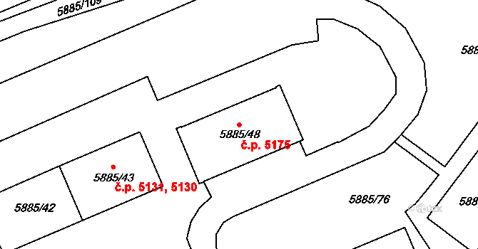 Chomutov 5175 na parcele st. 5885/48 v KÚ Chomutov I, Katastrální mapa